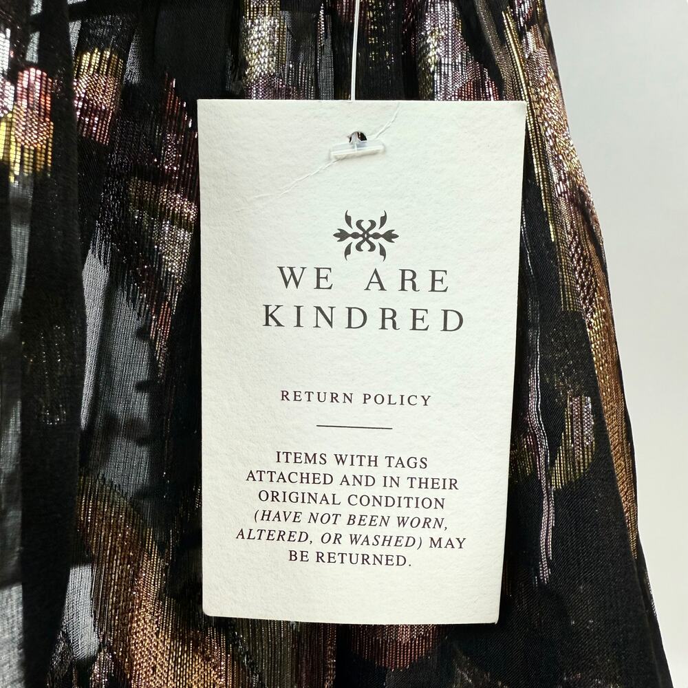 New w/ Tags WE ARE KINDRED silk metallic floral dress HARLOW FLOUNCE gown. - Picture 13 of 17